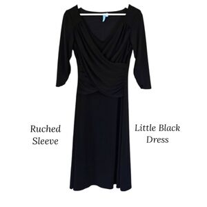 Vintage Ruched Sleeves Little Black Dress, Size S